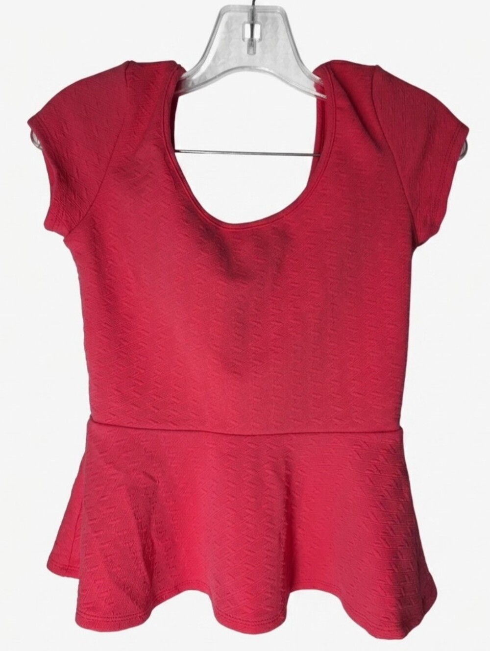 Charlotte Russe Pink Textured Peplum Top With Bow Detail